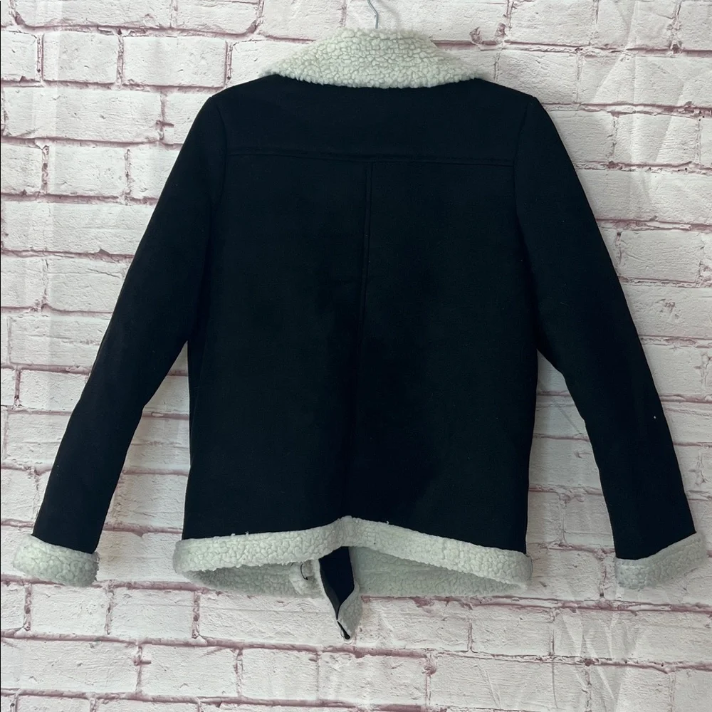 Sade & Sage Sherpa & Faux Suede Black Moto Jacket Good Condition Size Small
